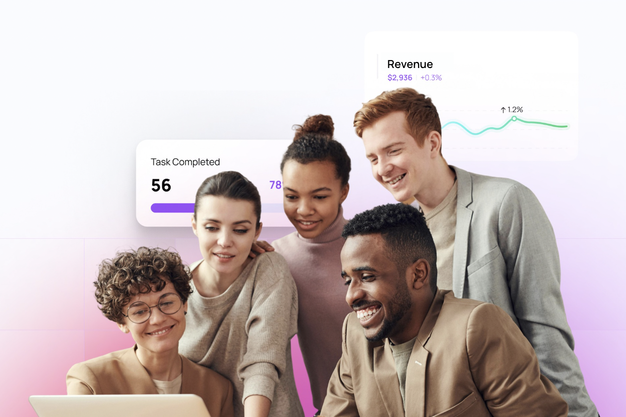 AI event planning team using project management software to track event profits and budgets