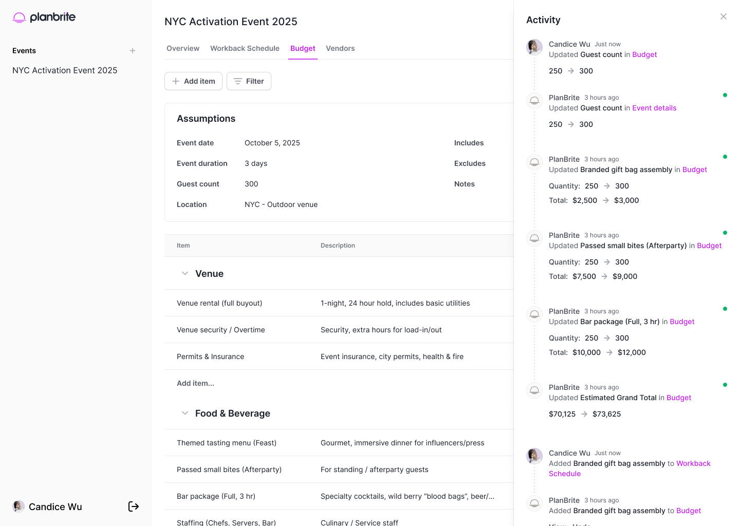 PlanBrite app screenshot